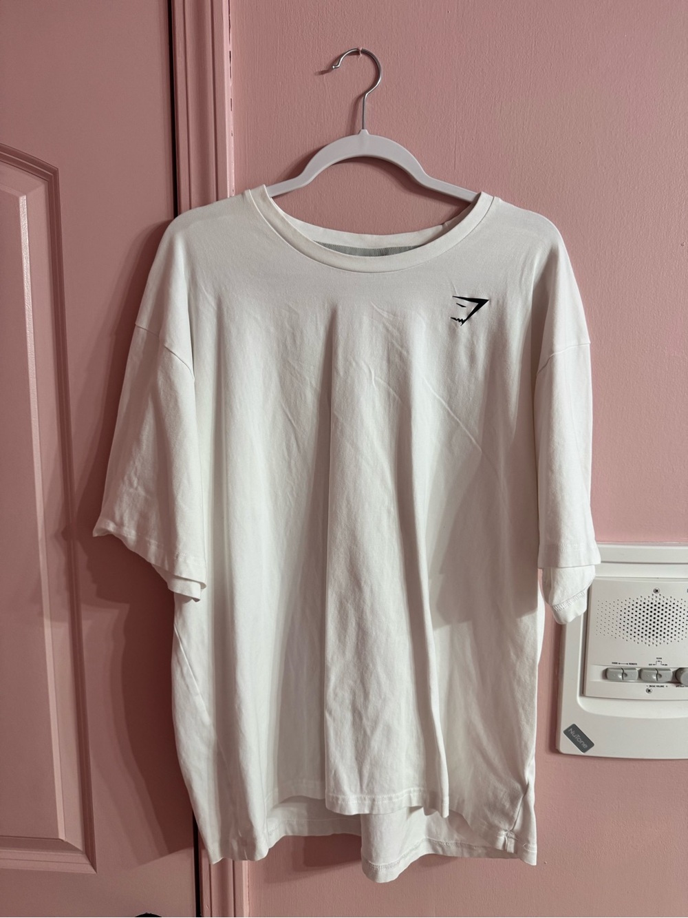 Gymshark White Short-Sleeve Tee with Small Black Logo